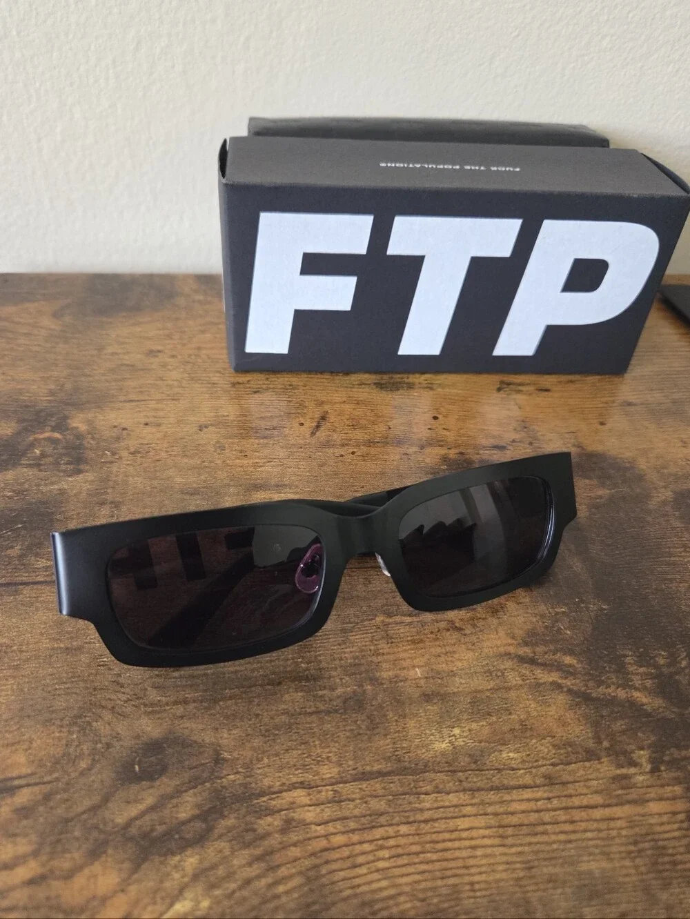 FTP x Crap Eyewear Square Black Steel Sunglasses